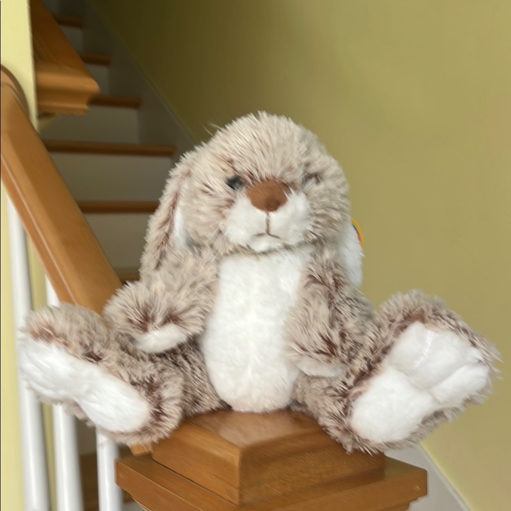 Melissa & Doug Brown and White Plush Bunny Toy for Small Pets.